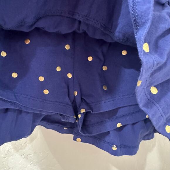 Mini Boden Navy Blue & Gold Polka Dot Tiered Ruffle Skort - Picture 4 of 6